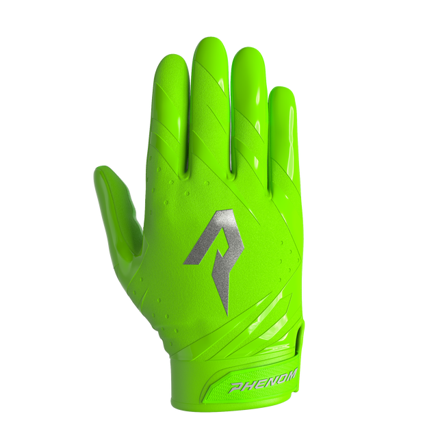 Phenom Elite Vapor-Stick youth football gloves — Slime Green team color