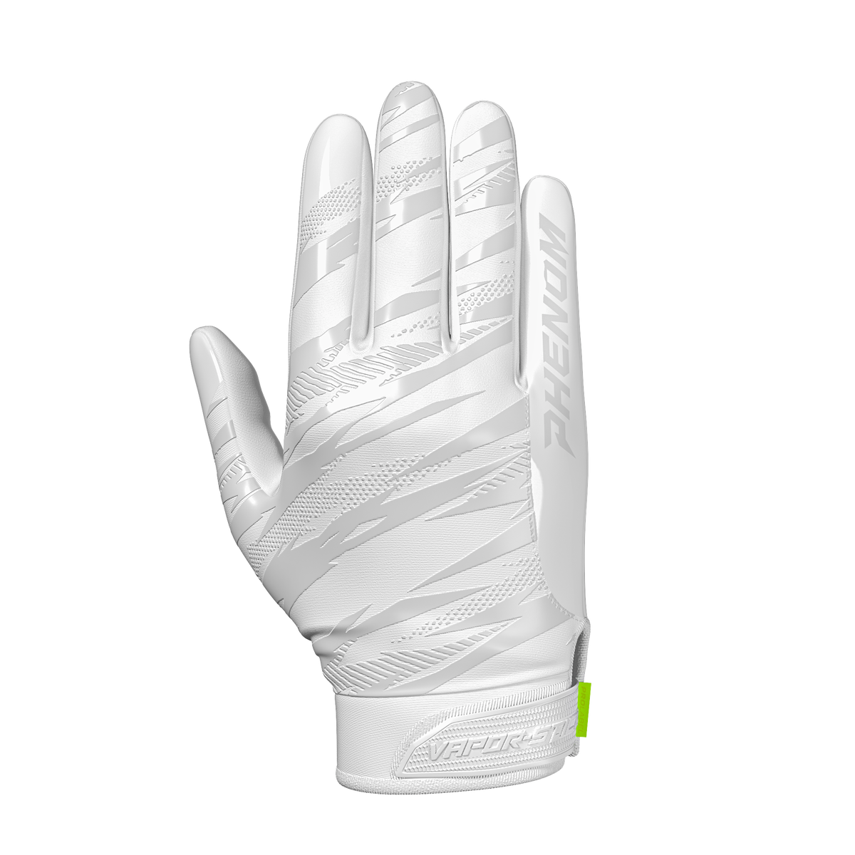Phenom Elite VPS4 Pro Label adult football gloves — White team color with Battle Torn monochrome design