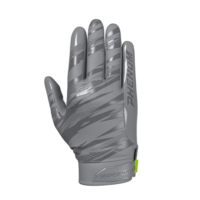 Phenom Elite VPS4 Pro Label adult football gloves — Grey team color with Battle Torn monochrome design