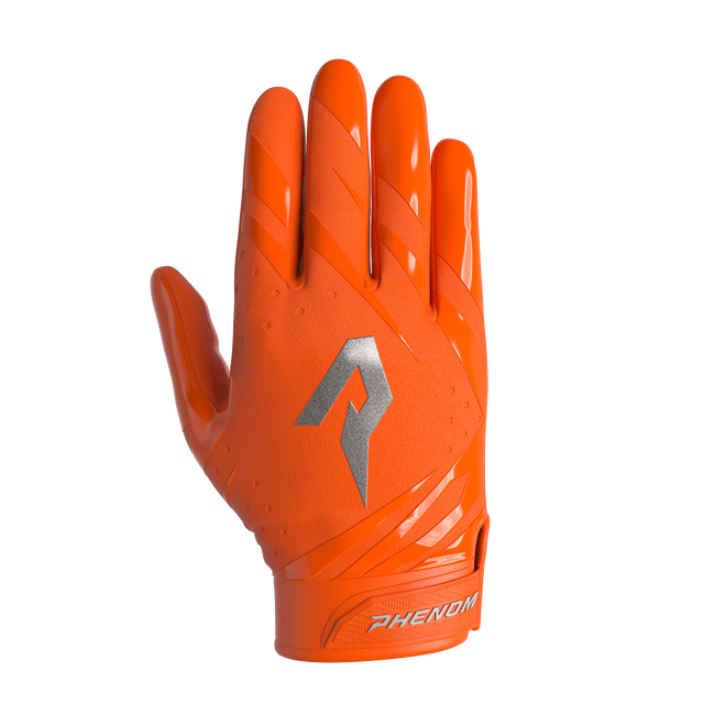 Phenom Elite Vapor-Stick adult football gloves — Orange team color