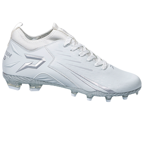 Phenom Elite Quantum Speed 2.0 white football cleat — low-cut speed cleat, side view