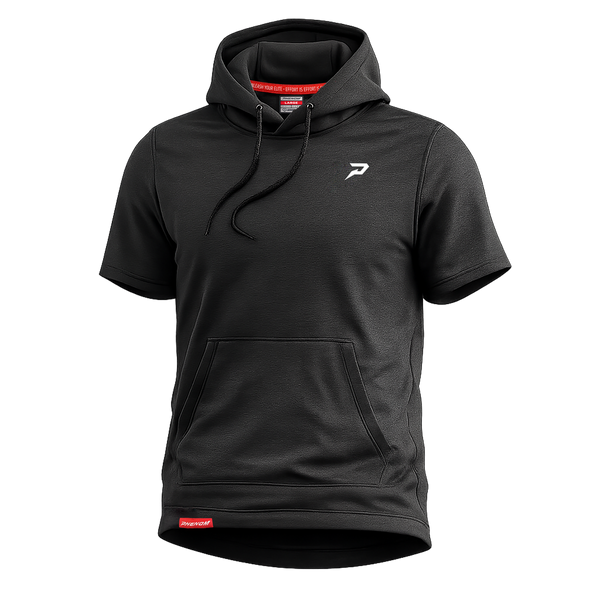 Nano Fleece Short Sleeve Performance Hoodie – Heather Black | Youth & Adult