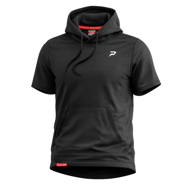 Nano Fleece Short Sleeve Performance Hoodie – Heather Black | Youth & Adult