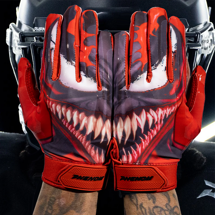 Red Villain Football Gloves - VPS1 by Phenom Elite