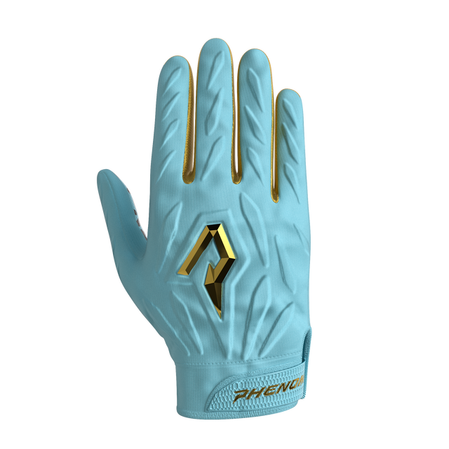 Phenom Elite Quantum Fierce Youth & Adult Padded Football Gloves - Aqua Leopard