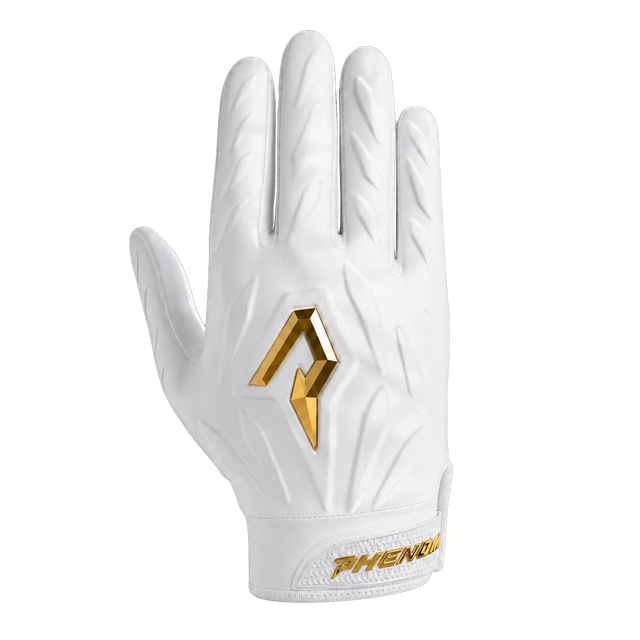 Phenom Elite Quantum Fierce Gold Rush White padded football gloves - home pair