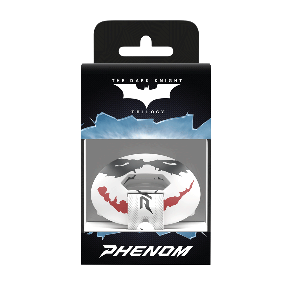 Phenom Elite x DC Comics The Joker HexaFlow 4.0 SnapPlate football mouthguard — licensed purple, green, and black Joker SnapPlate design