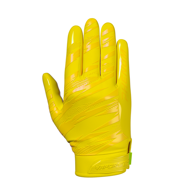 Phenom Elite VPS4 Pro Label adult football gloves — Yellow team color with Battle Torn monochrome design