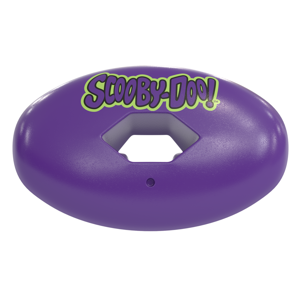 Phenom Elite x Scooby-Doo Unmasked Hexa-Flow football mouthguard — licensed purple, green, and black villain-themed design
