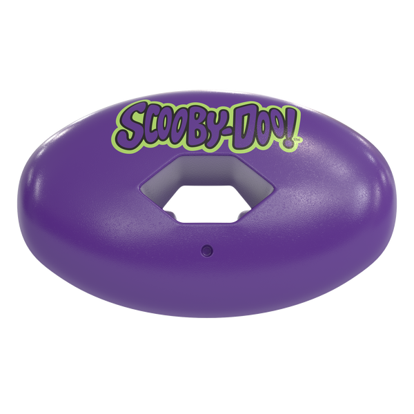 Phenom Elite x Scooby-Doo Unmasked Hexa-Flow football mouthguard — licensed purple, green, and black villain-themed design