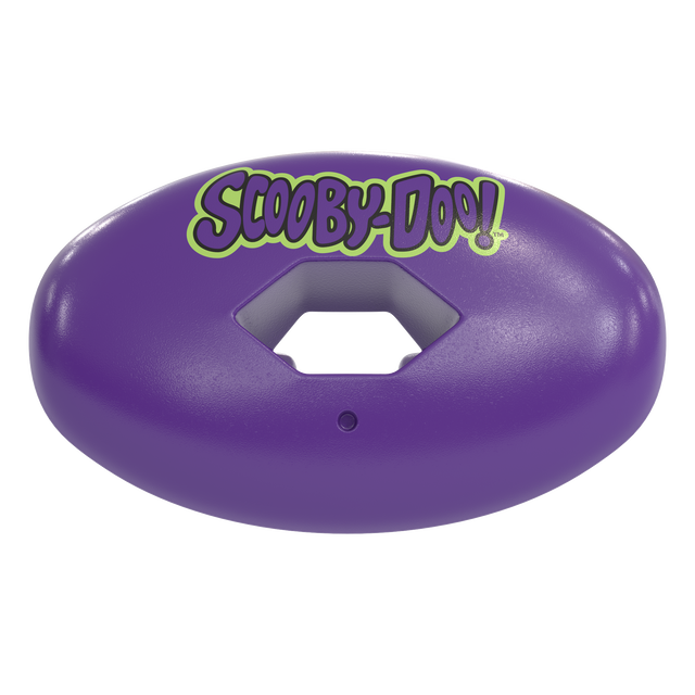 Phenom Elite x Scooby-Doo Unmasked Hexa-Flow football mouthguard — licensed purple, green, and black villain-themed design