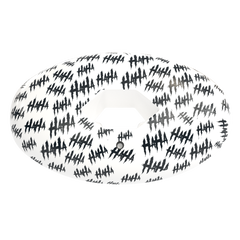 Phenom Elite Hexa-Flow Haha football mouthguard — black and white Haha pattern with attached strap