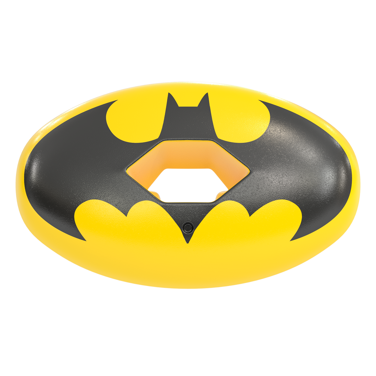 Phenom Elite x DC Comics The Batman yellow Hexa-Flow football mouthguard — licensed Batman design with Bat logo