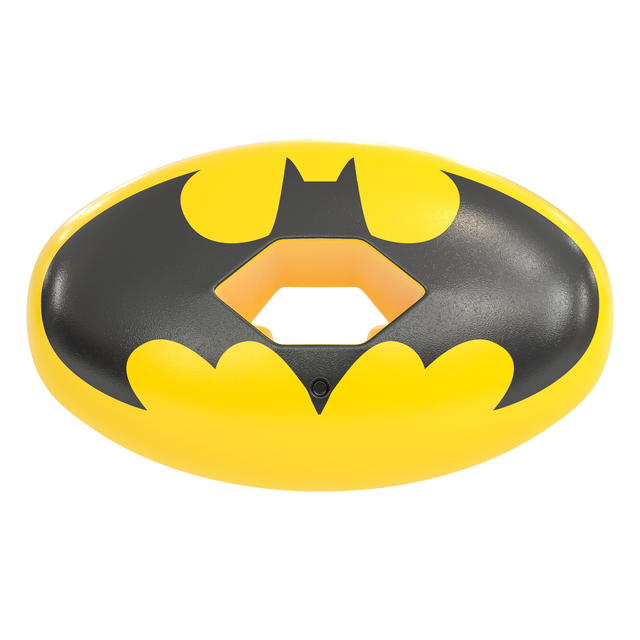Phenom Elite x DC Comics The Batman yellow Hexa-Flow football mouthguard — licensed Batman design with Bat logo