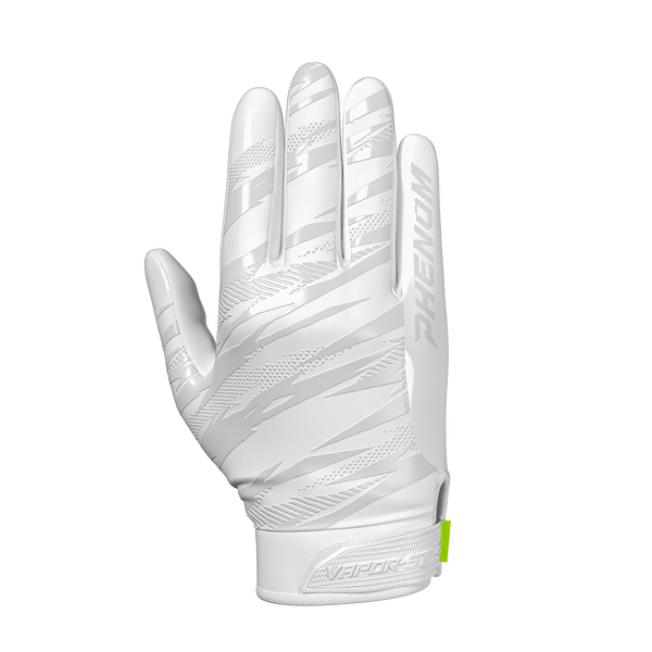 Phenom Elite VPS4 Pro Label adult football gloves — White team color with Battle Torn monochrome design