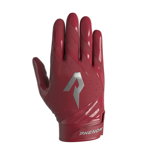 Phenom Elite Vapor-Stick youth football gloves — Maroon team color