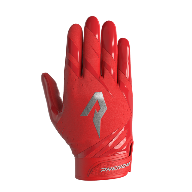 Phenom Elite Vapor-Stick adult football gloves — Red team color