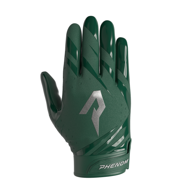 Phenom Elite Vapor-Stick youth football gloves — Dark Green team color
