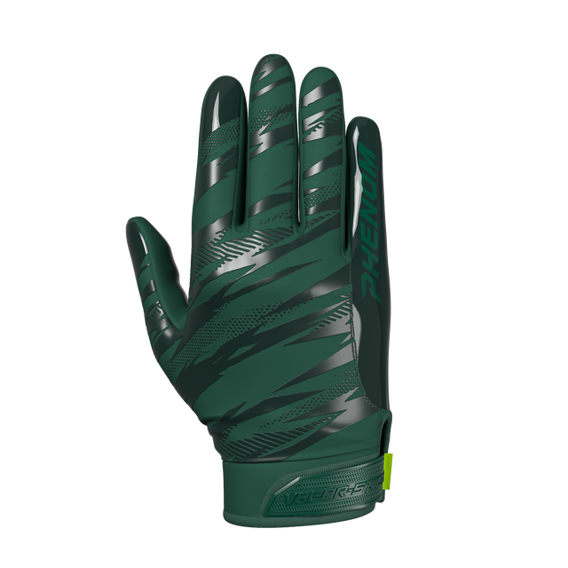 Phenom Elite VPS4 Pro Label adult football gloves — Dark Green team color with Battle Torn monochrome design