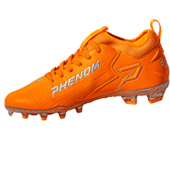Phenom Elite Quantum Speed 2.0 orange football cleat — detail view