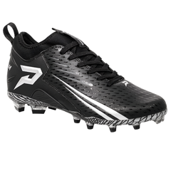 Phenom Elite Quantum Speed 2.0 black football cleat — outsole and SprintSense TPU traction plate detail