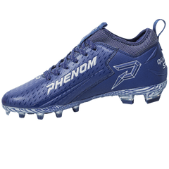 Phenom Elite Quantum Speed 2.0 navy football cleat — detail view