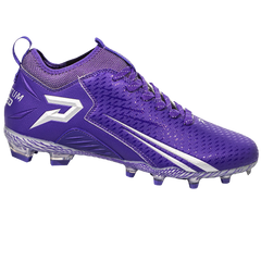 Phenom Elite Quantum Speed 2.0 purple football cleat — low-cut speed cleat, side view