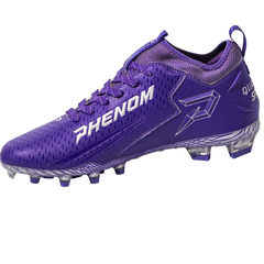 Phenom Elite Quantum Speed 2.0 purple football cleat — detail view