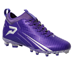 Phenom Elite Quantum Speed 2.0 purple football cleat — outsole and SprintSense TPU traction plate detail