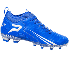 Phenom Elite Quantum Speed 2.0 royal blue football cleat — low-cut speed cleat, side view