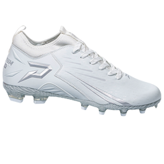 Phenom Elite Quantum Speed 2.0 white football cleat — low-cut speed cleat, side view