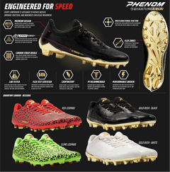 Phenom Elite Quantum Carbon Football Cleats – Gold Rush (White & Gold)