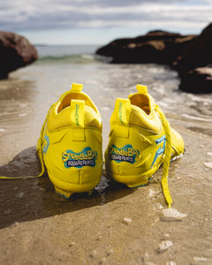 Phenom Elite SpongeBob football cleat lifestyle photo — game day shot