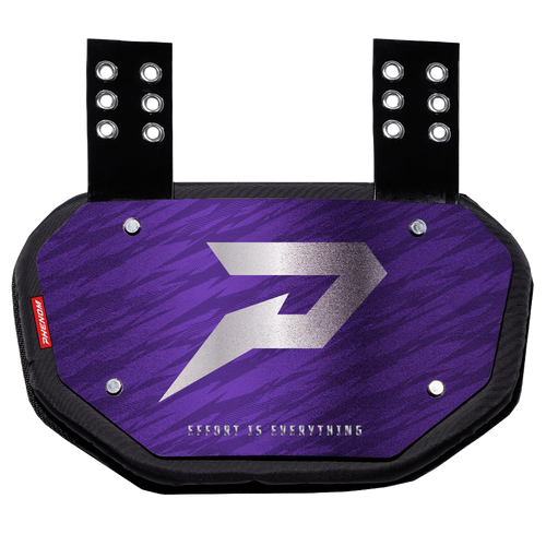 Phenom Elite Football Back Plate - Purple with Chrome P Logo