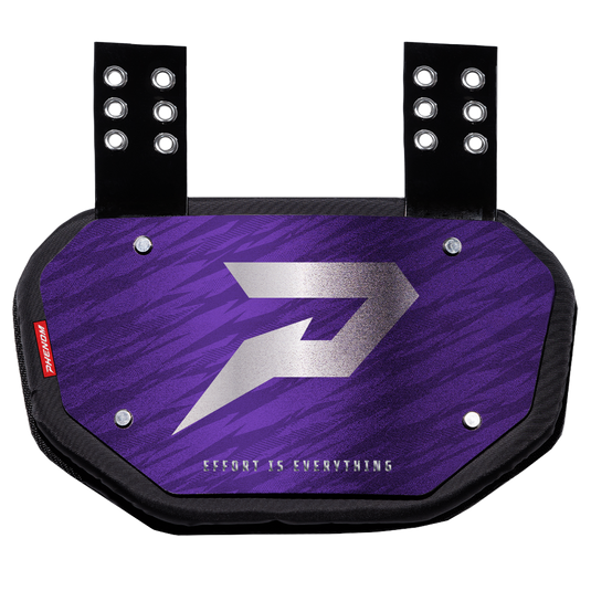 Phenom Elite Football Back Plate - Purple with Chrome P Logo