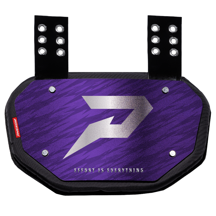 Phenom Elite Football Back Plate - Purple with Chrome P Logo