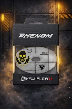 Phenom Elite Hexa-Flow Warhawk football mouthguard — lifestyle product shot of grey Warhawk colorway