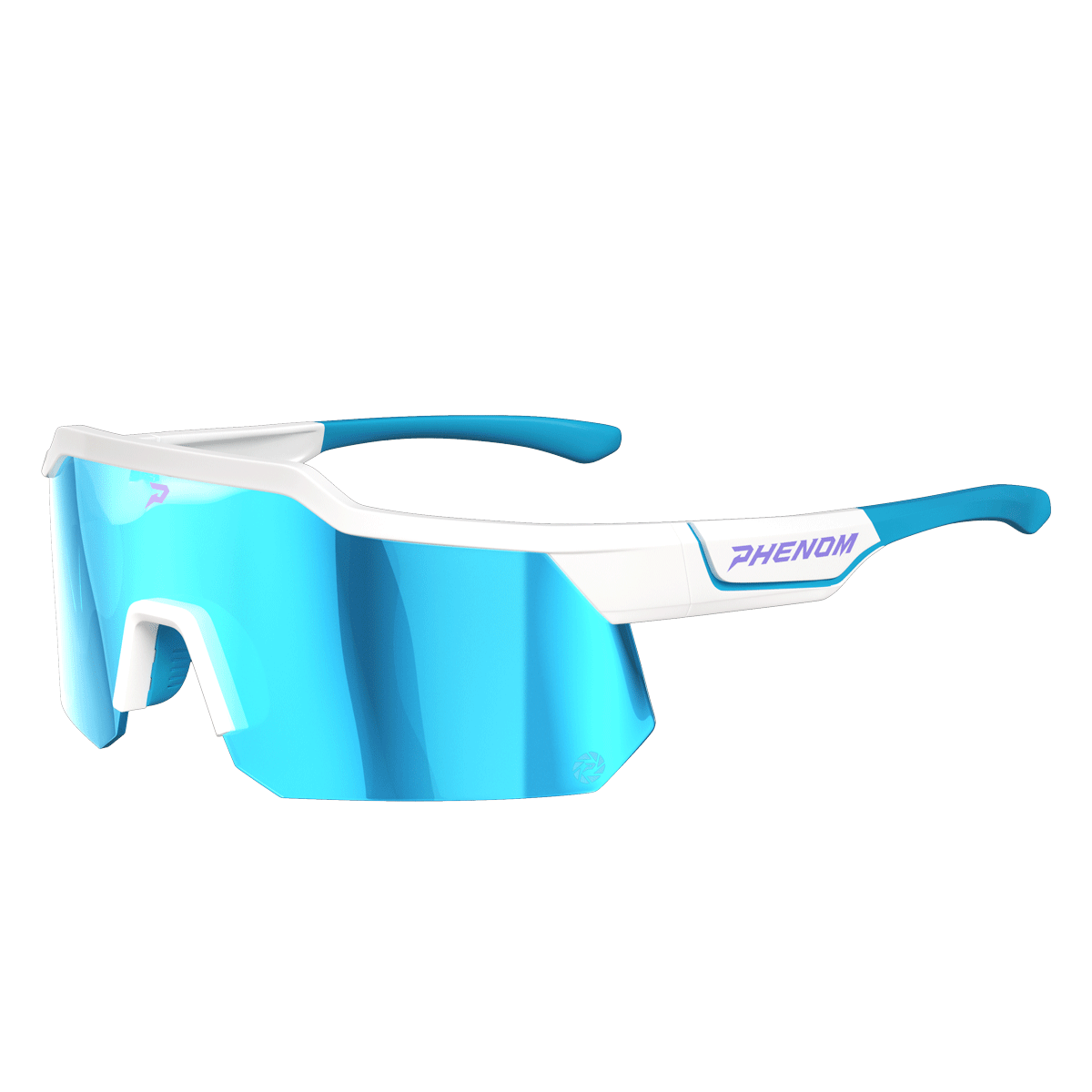 Phenom Focus Performance Sunglasses in Frostbite - blue and purple wraparound sport sunglasses, front view