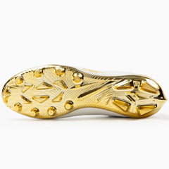 Phenom Elite Quantum Carbon Gold Rush White & Gold football cleat — SprintSense+ carbon fiber traction plate detail