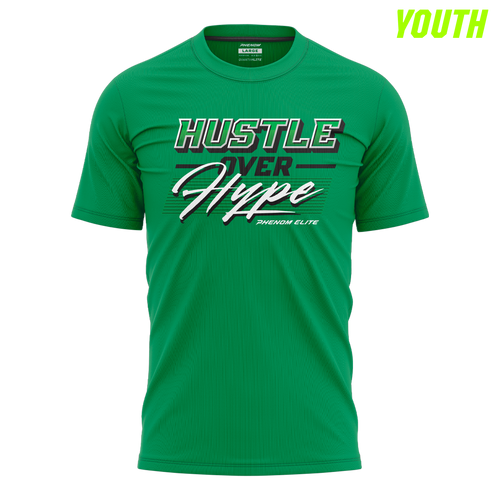Hustle Over Hype Retro Kelly Green Graphic Tee - Youth