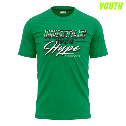 Hustle Over Hype Retro Kelly Green Graphic Tee - Youth