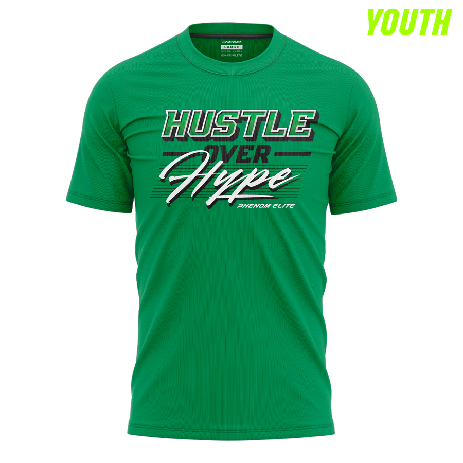 Hustle Over Hype Retro Kelly Green Graphic Tee - Youth