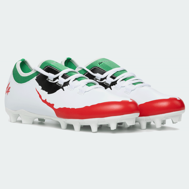 Phenom Elite x DC Comics Joker football cleat — Velocity 2.0 low-cut speed cleat, hero shot