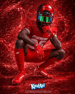 Phenom Elite Kool-Aid Cherry football cleat — NXT LETE x liquid splatter graphic