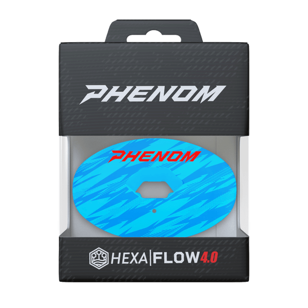 Phenom Elite Hexa-Flow Mixed Berry football mouthguard — packaged box shot, pink, purple, and blue Mixed Berry colorway
