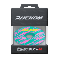 Phenom Elite Hexa-Flow Sharkle football mouthguard — packaged box shot, teal Sharkleberry Fin colorway