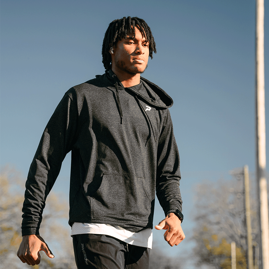 Nano Fleece Short Sleeve Performance Hoodie – Heather Black | Youth & Adult