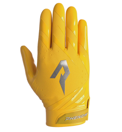 Phenom Elite Vapor-Stick youth football gloves — Yellow team color