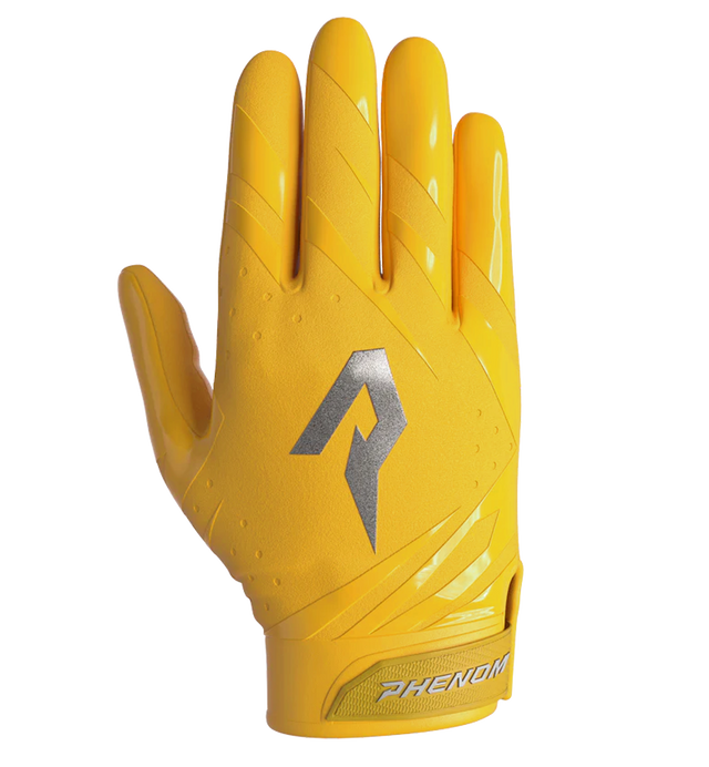 Phenom Elite Vapor-Stick youth football gloves — Yellow team color