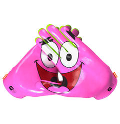 Phenom Elite Patrick Star Vapor-Stick football gloves — pink and green licensed Nickelodeon gloves, palm view showing silicone Vapor-Stick grip with Patrick artwork